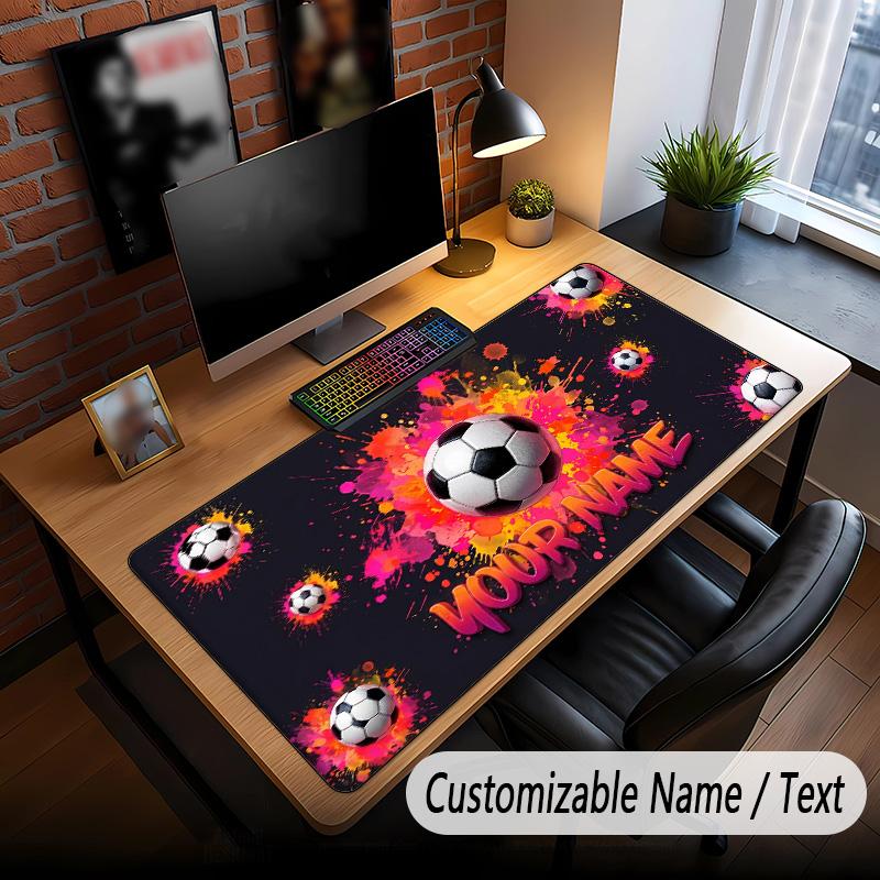 Soccer Theme Custom Mouse Pad Personalized With Name Text Customized Desk Mat For Office Home Decor