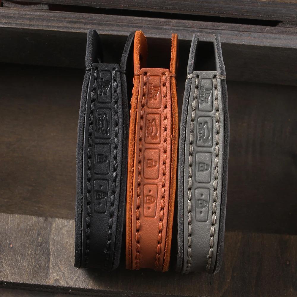 Leather Car Key Bag Case for Hyundai Genesis GV80 GV60 G90 G70 Holder Key Cover Key Chains