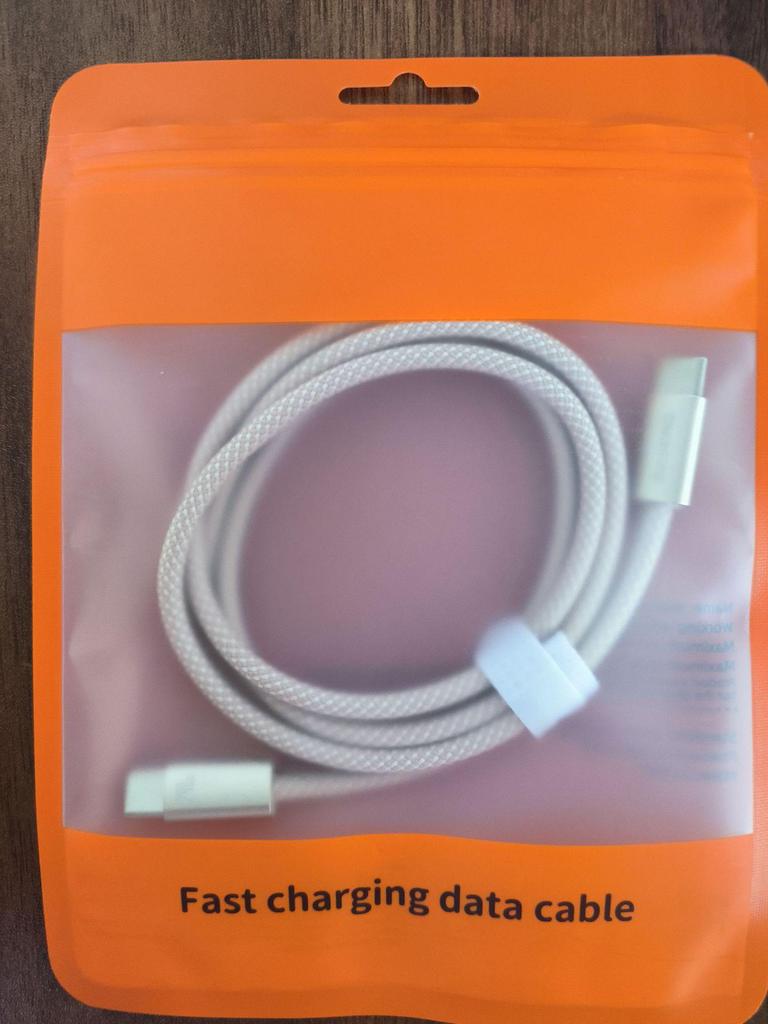 240W Type-C Super Fast Charging Data Cable - Desert Gold, Braided Zinc Alloy Interface.