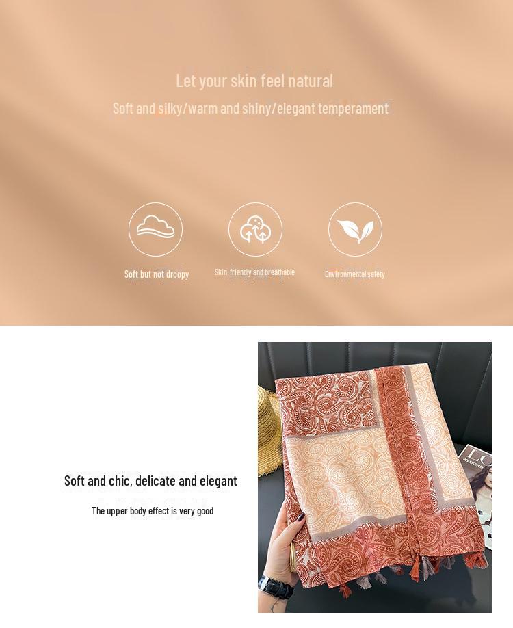 Women's Spring & Autumn Cotton-Linen Scarf: Airy Beach Shawl & Sun Protection Accessory.