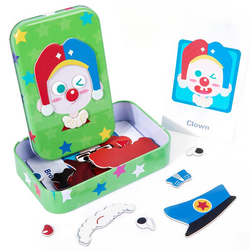 

Baby Toys Dress Up Expression Magnetic 3D Puzzle Travel Toys Tin Box Jigsaw Game Early Education Imagination Toy Gifts for Girls