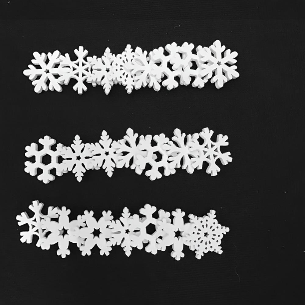 50pcs Vintage White Wooden Snowflakes - Perfect for Christmas & Holiday Decor, Home, Office.