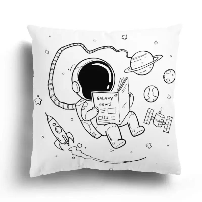 Cartoon Panda Astronaut Print Home Bedroom Sofa Cushion Cover Hug Pillow Cover Office Chair Car Decorative Pillow Cover