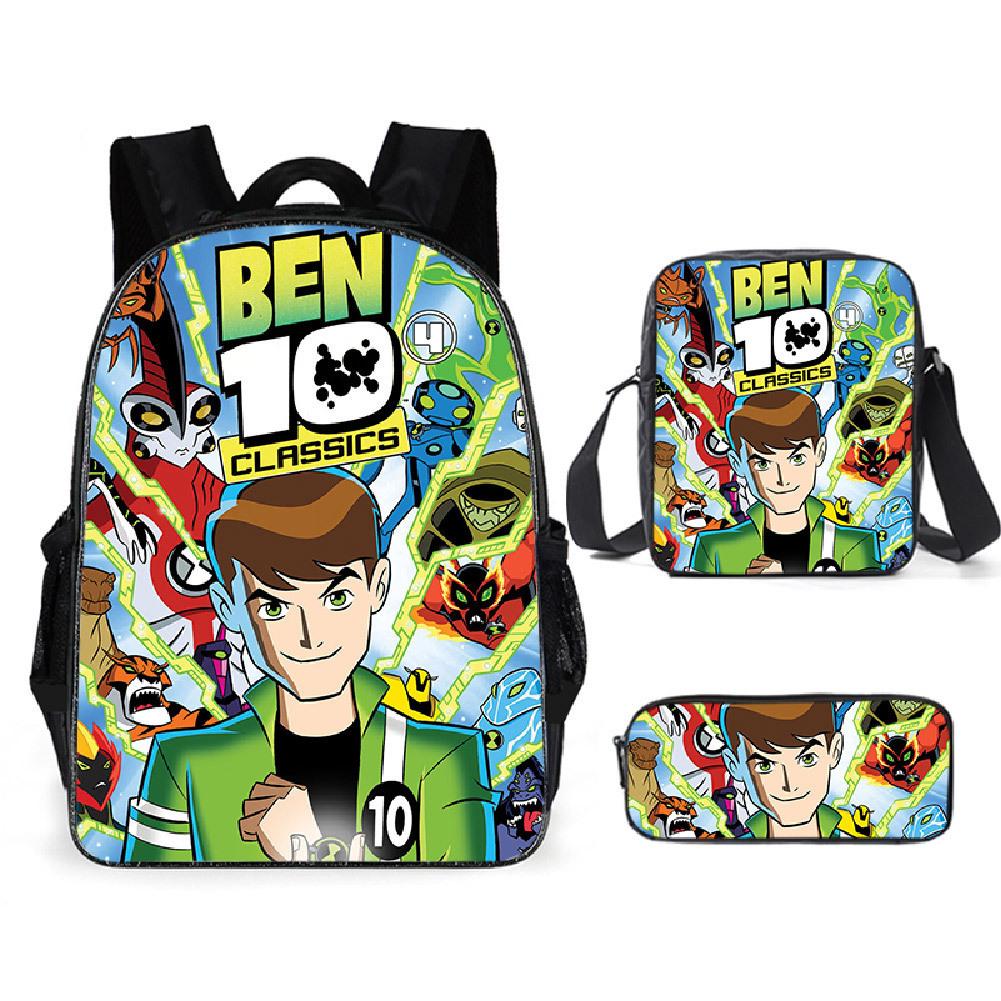 Less Hacker Backpack Ben 10 Student School Bag Anime Cartoon Backpack Lunch Bag Satchel Pencil Case