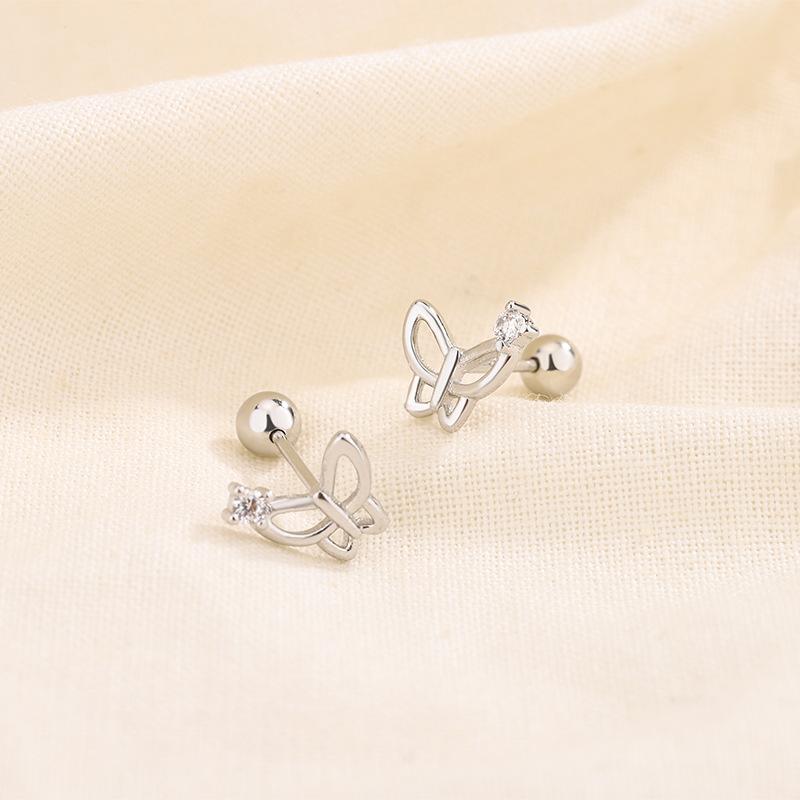 S925 Silver Screw Back Butterfly Stud Earrings For Women Niche Design Exquisite Fashion Jewelry