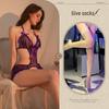 Temptation Lace Bodysuit: Open Crotch Small-Bust Lingerie for Passionate Homewear