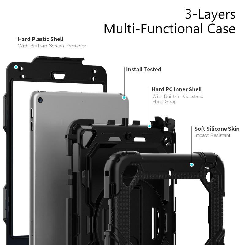 IPad Mini 4/5 Case 360 Rotatable Shockproof Silicone Hard Cover With Stand Portable Hand Strap 7.9 Inch Tablet