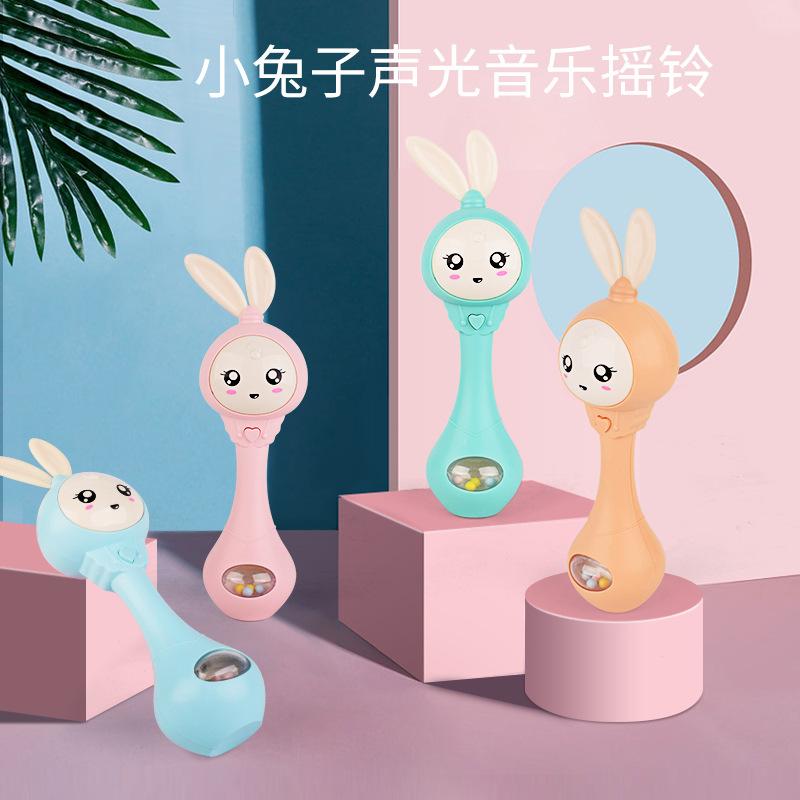 New Sand Hammer Electric Light Music Hand Shake Rhythm Stick Silicone Teether Bite Baby Toys Rattle