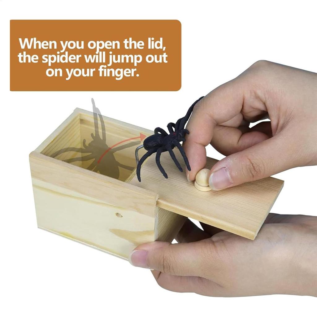 Spinnen Schreck Streich Box Realistische Gummi Spinne Trick Box Lustiger Witz Falsche Spinne in einer Box Streich Geschenk für Halloween Aprilscherz