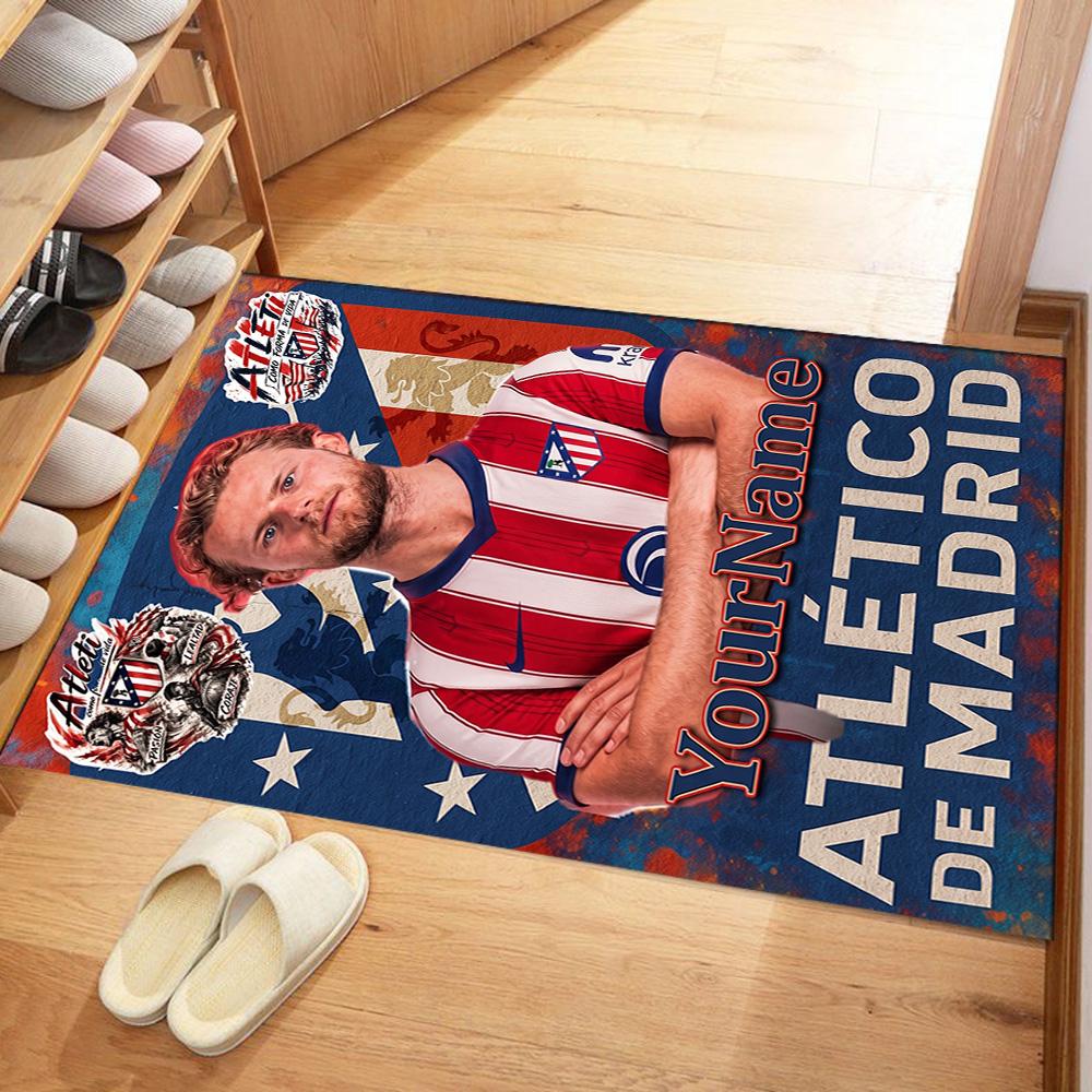 Atletico Madrid Customized Name Carpet Perfect for Foyer Game Room Balcony Dormitory Antislip Carpet Anime Office Decor Gift for Festivals