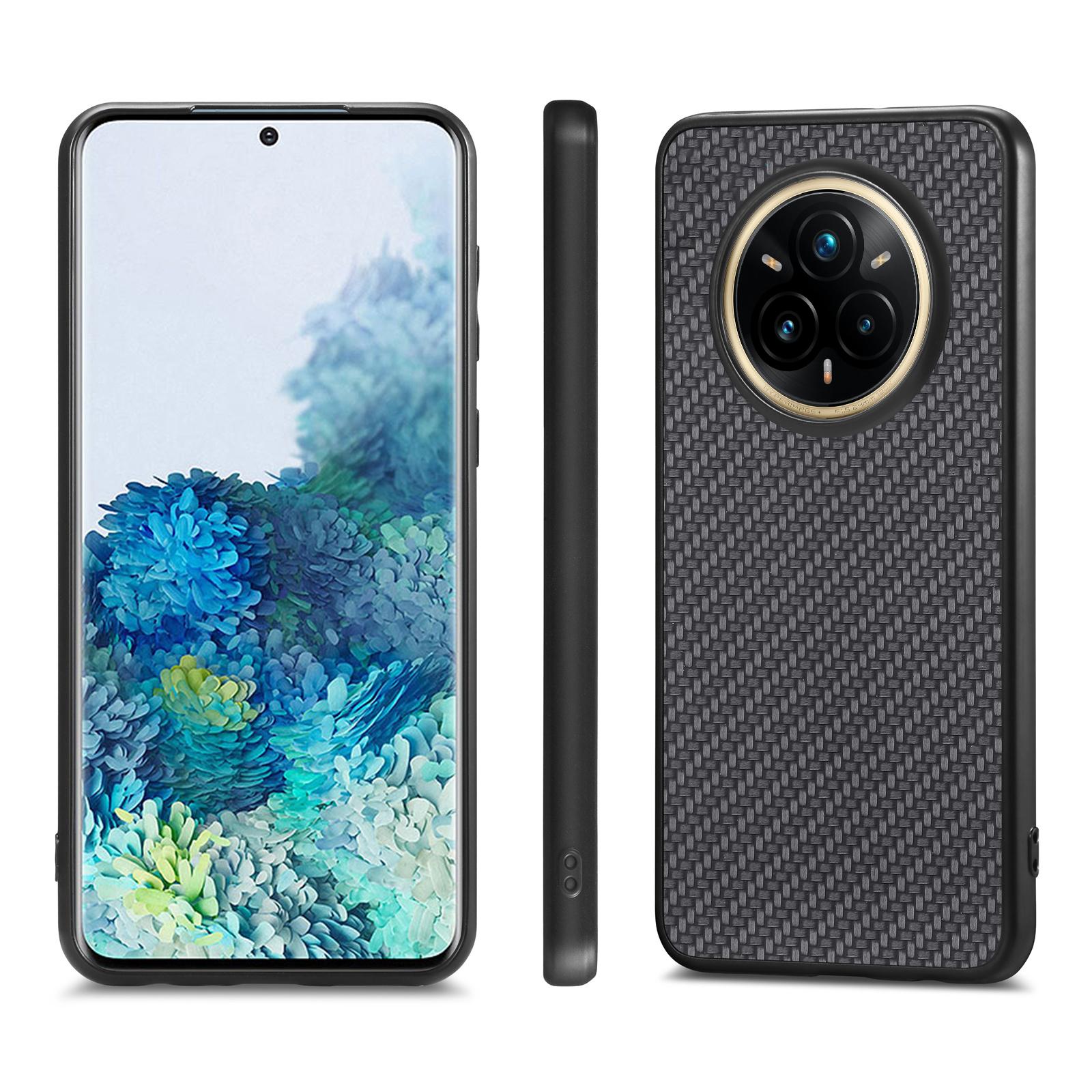 

For Realme 14 Pro 5G Case Carbon Fiber Texture PU+PC+TPU Phone Back Cover Apricot