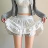 Women's Summer High Waisted A-line Cake Skirt Korean Sweet Half Skirt White Lace Short Skirt