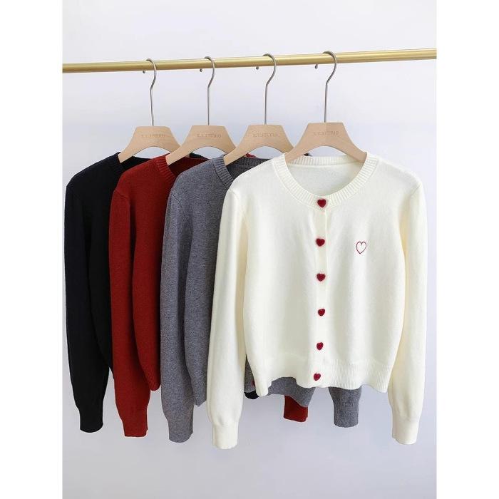 

Andy fleece washing water, embroidered bow knitted cardigan jacket women s autumn and winter sweater lazy short one size fits all