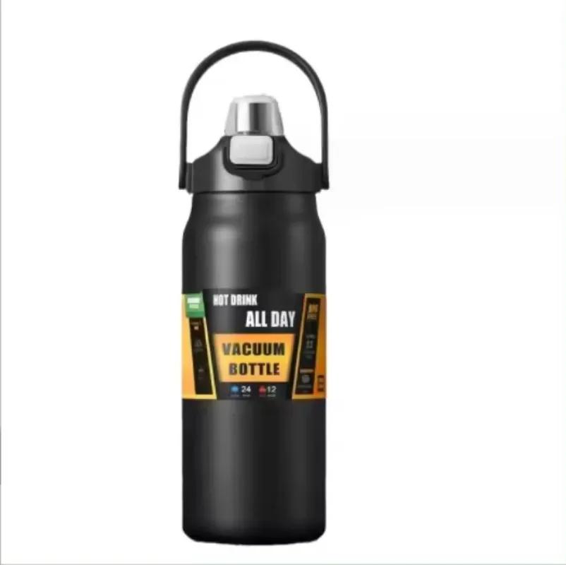 Isolierte Wasserflasche mit Strohhalm Thermische Vakuumbecher für heiße kalte Getränke Edelstahl Thermoskannen Flasche für Männer Frauen Sport Fitnessstudio