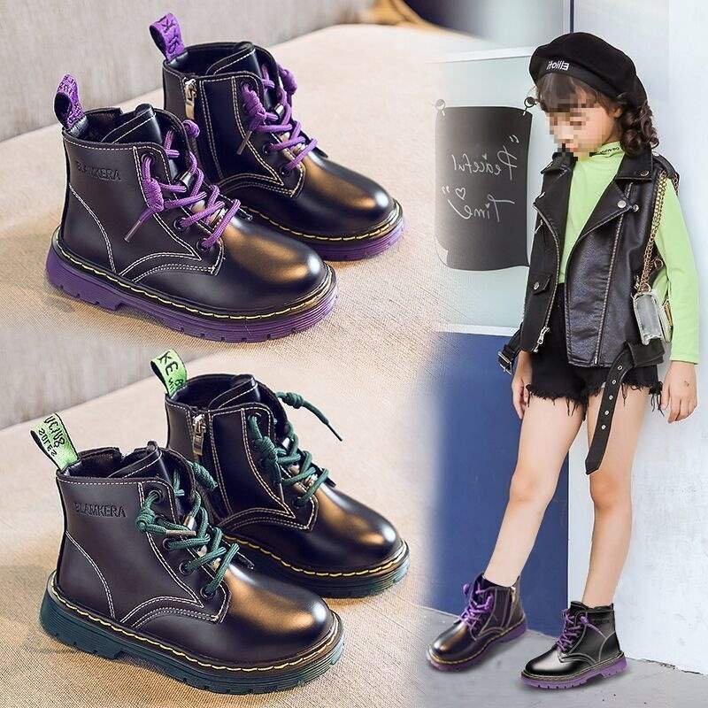 Girls Martin boots 2025 autumn and winter new children's two cotton shoes velvet British style short boots cotton boots