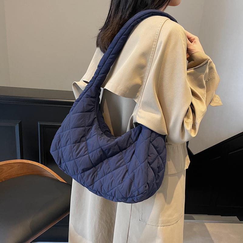 Diamond Embroidery Tote Bag Shoulder Bag Women Solid Color Large Capacity Crossbody Bag