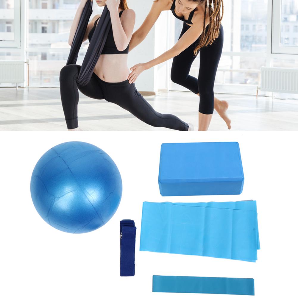 

5pcs / Set Yoga Block Stretch Belt Latex Towel Resistance Loop Yoga Ball Fitness Set