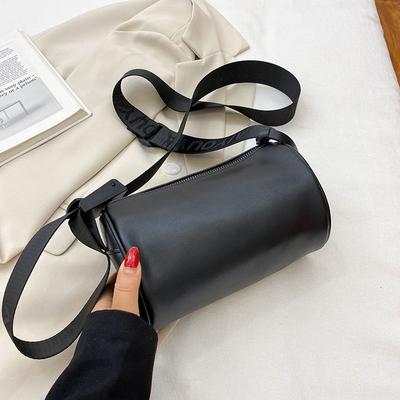 Leather Cylinder Bag Women's New Trendy Fashion Pure Cowhide Soft Leather Crossbody Shoulder Bag First Layer Cowhide Pillow Bag