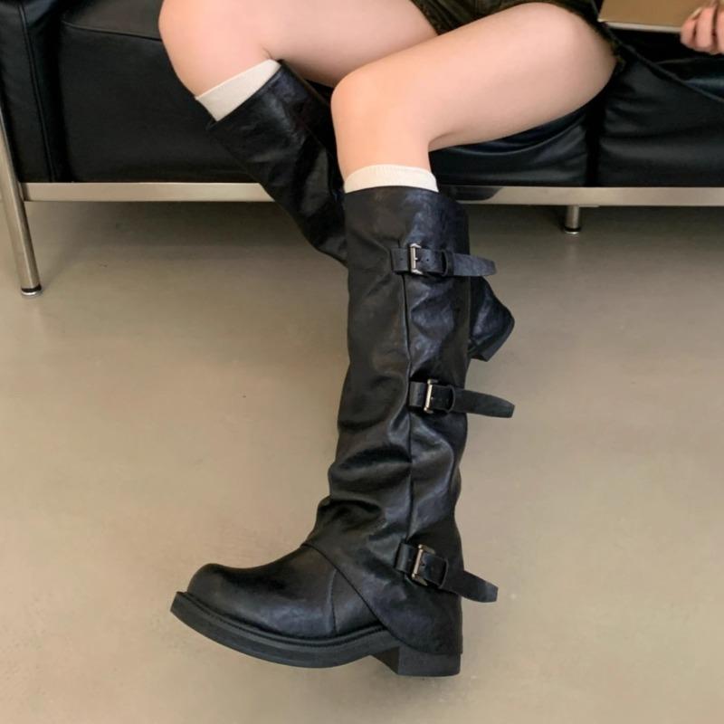 

Модные ботильоны на блочном каблуке с металлической пряжкой на ремне, боковой молнией, высоким голенищем, женские, модные, с круглым носком, мягкие, слипоны, одинарные 38