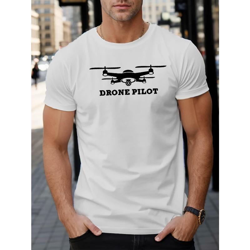 

Графическая футболка для мужчин Пилот дрона - Повседневная футболка с коротким рукавом, Дышащая, Летний модный топ S белый
