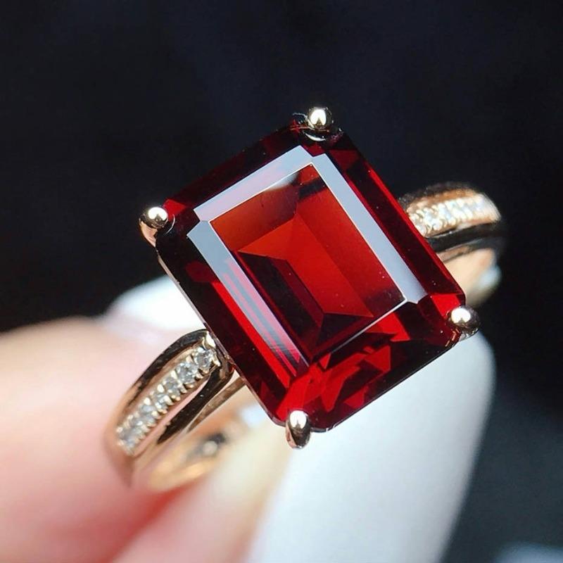 International Station s New Gold Red Zircon Ring, Gold-plated Ruby Diamond Ring no. 6