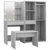 Vidaxl Dressing Table Set with LED Lighting, Sonoma Oak Grey