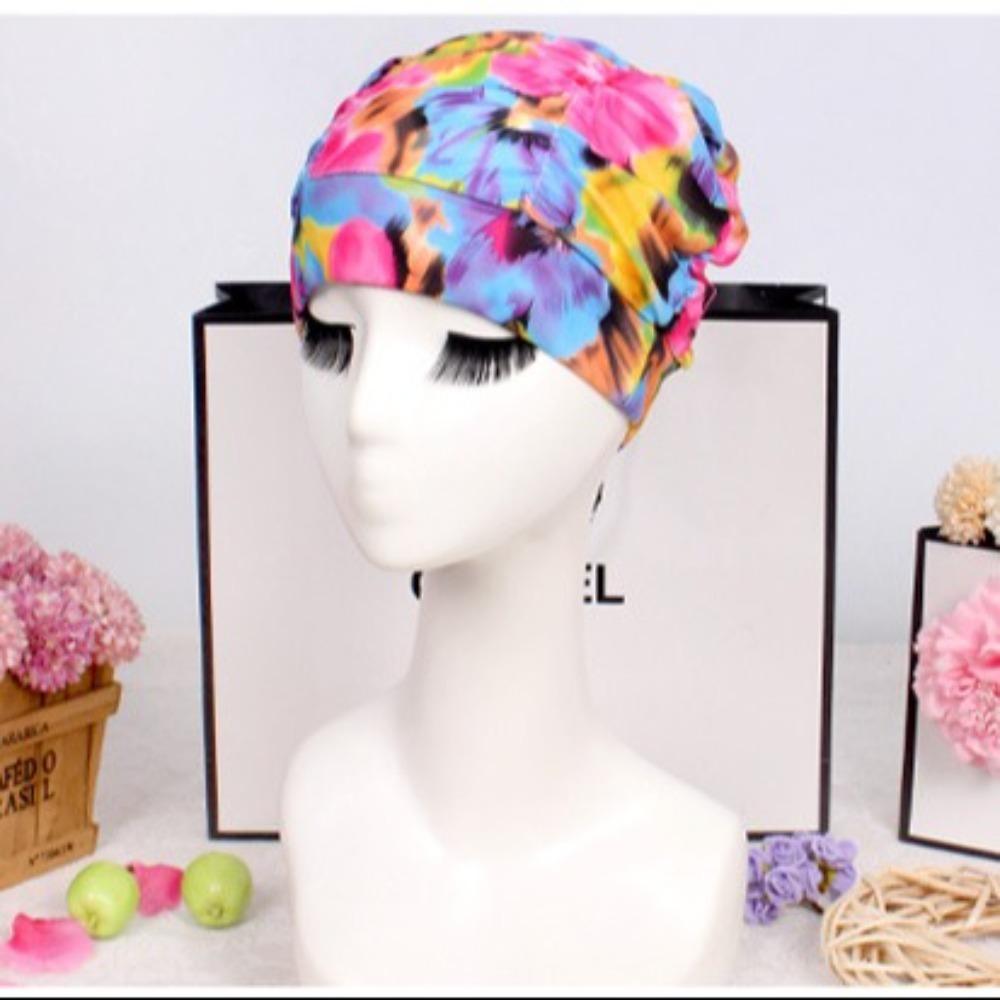 Breathable Hot Spring Swimming Cap Printed Fabric Bathing Cap Oversized Swimming Cap  Bathe