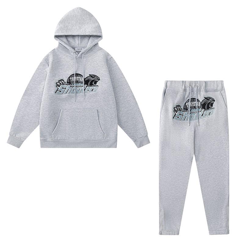 Ensemble Décontracté Hoodie Rouge/Noir Tête de Tigre Brodé Homme & Couple Trapstar Européen & Américain avec Pantalon Long