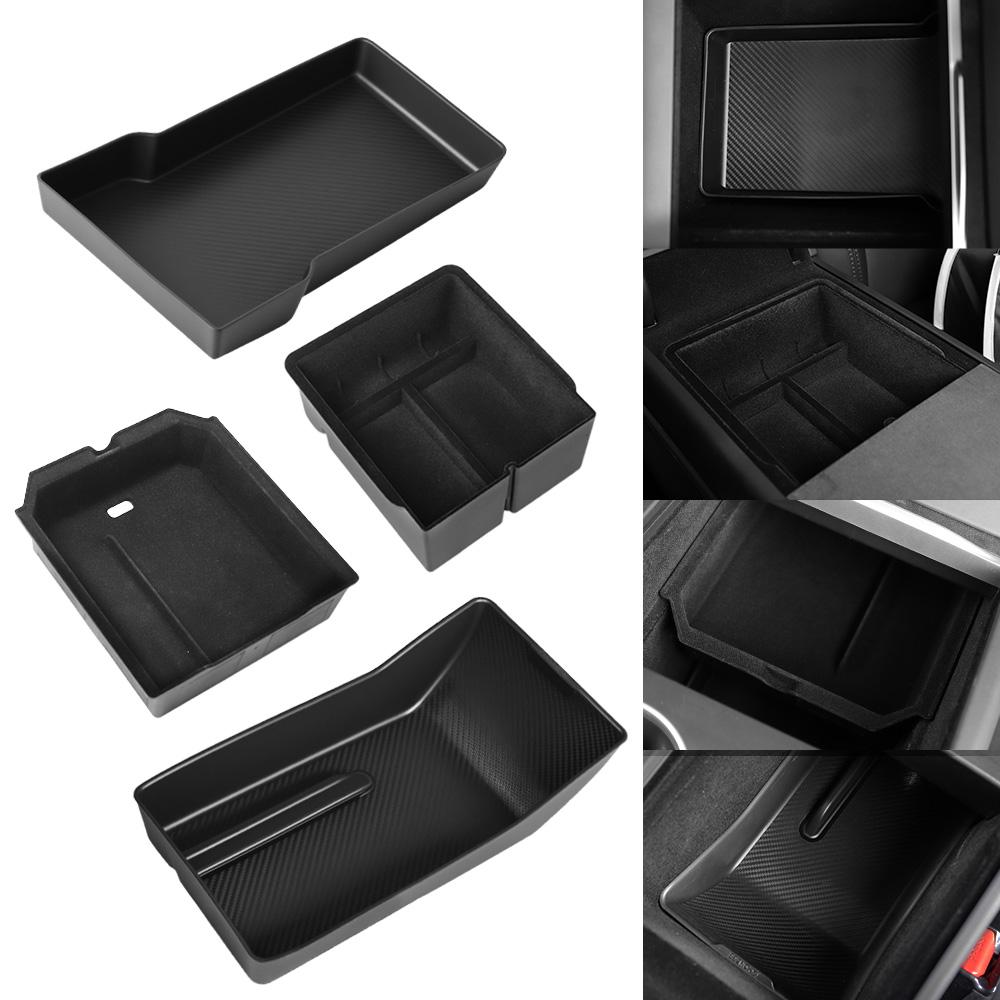 YZ For Tesla New Model Y Juniper 2025 Center Armrest Hidden Storage Box Cup Holder Charger Pad Console Organizer Box Accessories