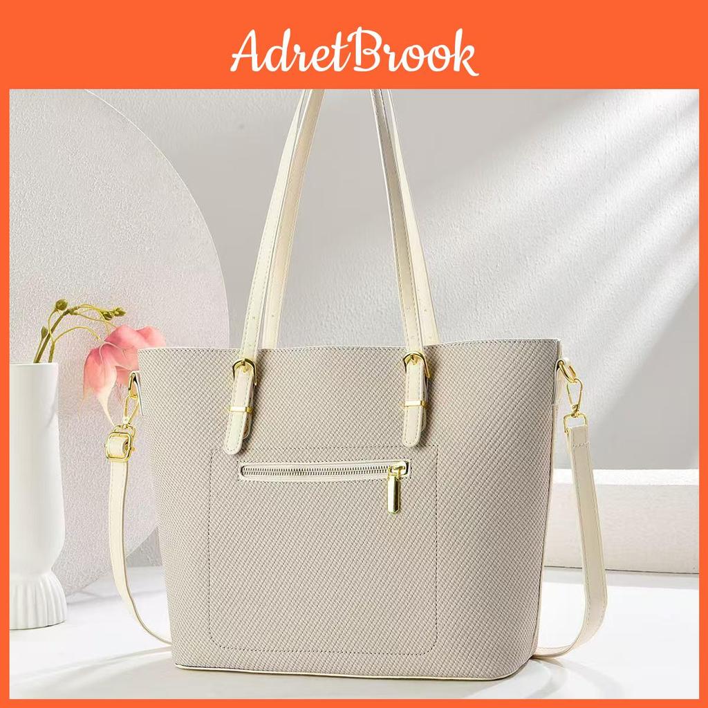 Classic Pu Large Capacity Tote Bag With Zipper Closure For Daily Use Women