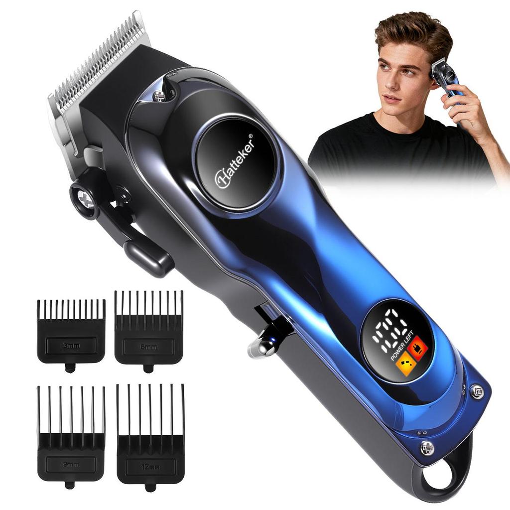 Hatteker Barbier-Haarschneider - 5100 U/min Starker Motor Haartrimmer mit Verstellbarer Klinge & USB-Aufladung