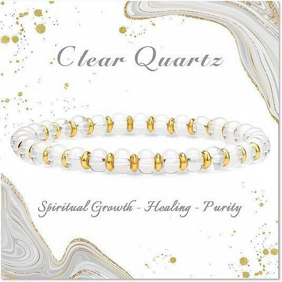 Unisex Natural Stone Abacus Bead Bracelet - 4x6mm Simple Crystal Couple Gift