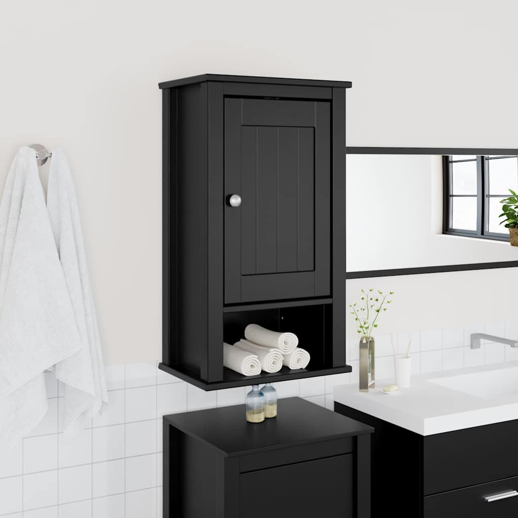 Bathroom Wall Cabinet BERG Black 40 X 27 X 71.5 Cm Solid Pine Wood