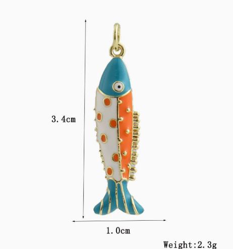European and American cross-border retro copper plated with real gold, 1 gold, colored dripping small fish 01