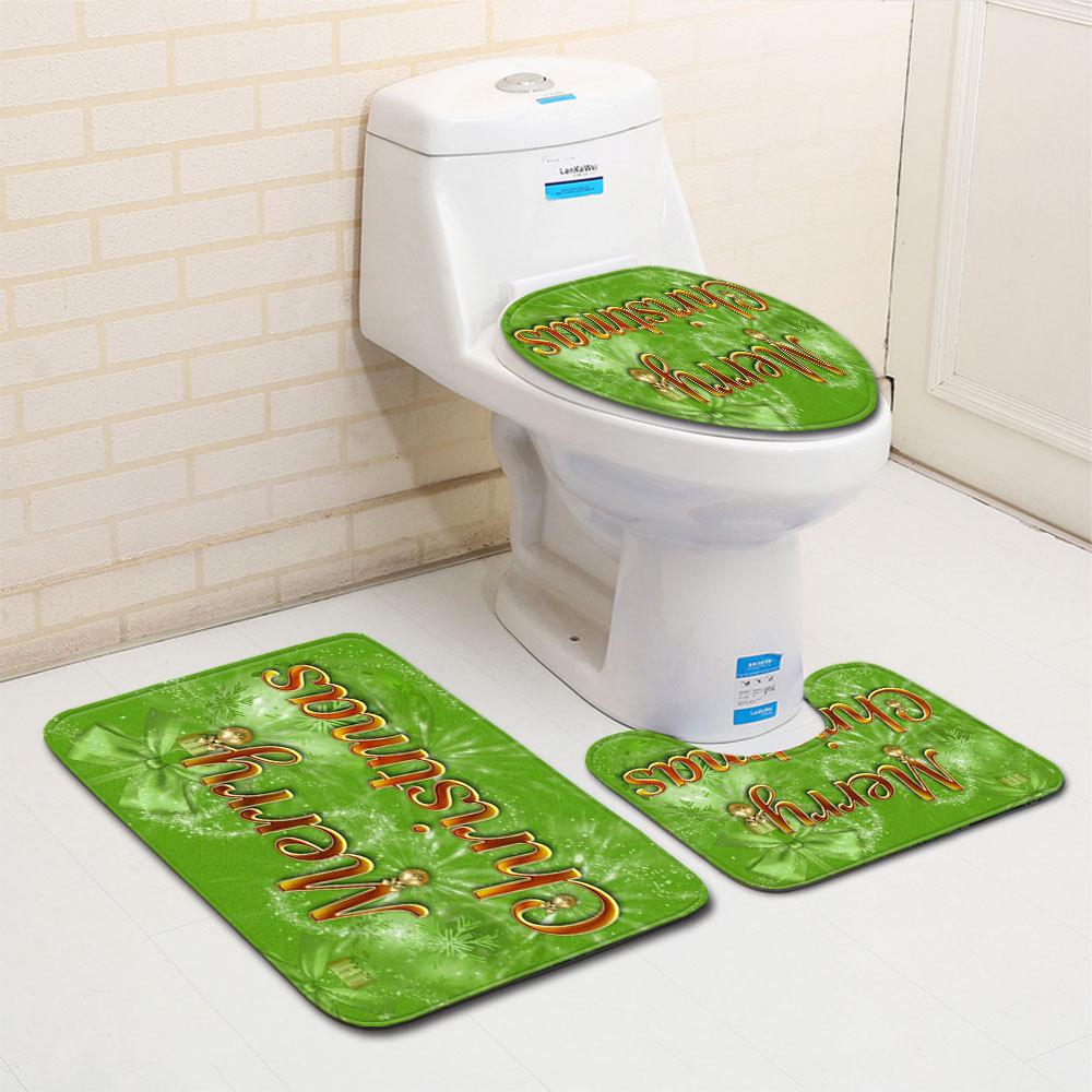 Christmas Bathroom Floor Mat Toilet Three-Piece Set