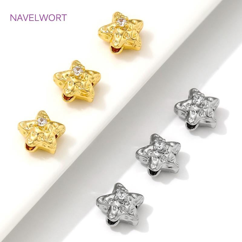 8.5mm 18K Gold Plated Brass Star Spacer Beads For Bracelets Accessories,Separators For Bead Findings,DIY Jewelry Making Supplies
