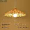 Bamboo Weaving Straw Hat Chandelier - Southeast Asian Wabi-Sabi Style Rattan Lampshade for Farmhouse Decor.