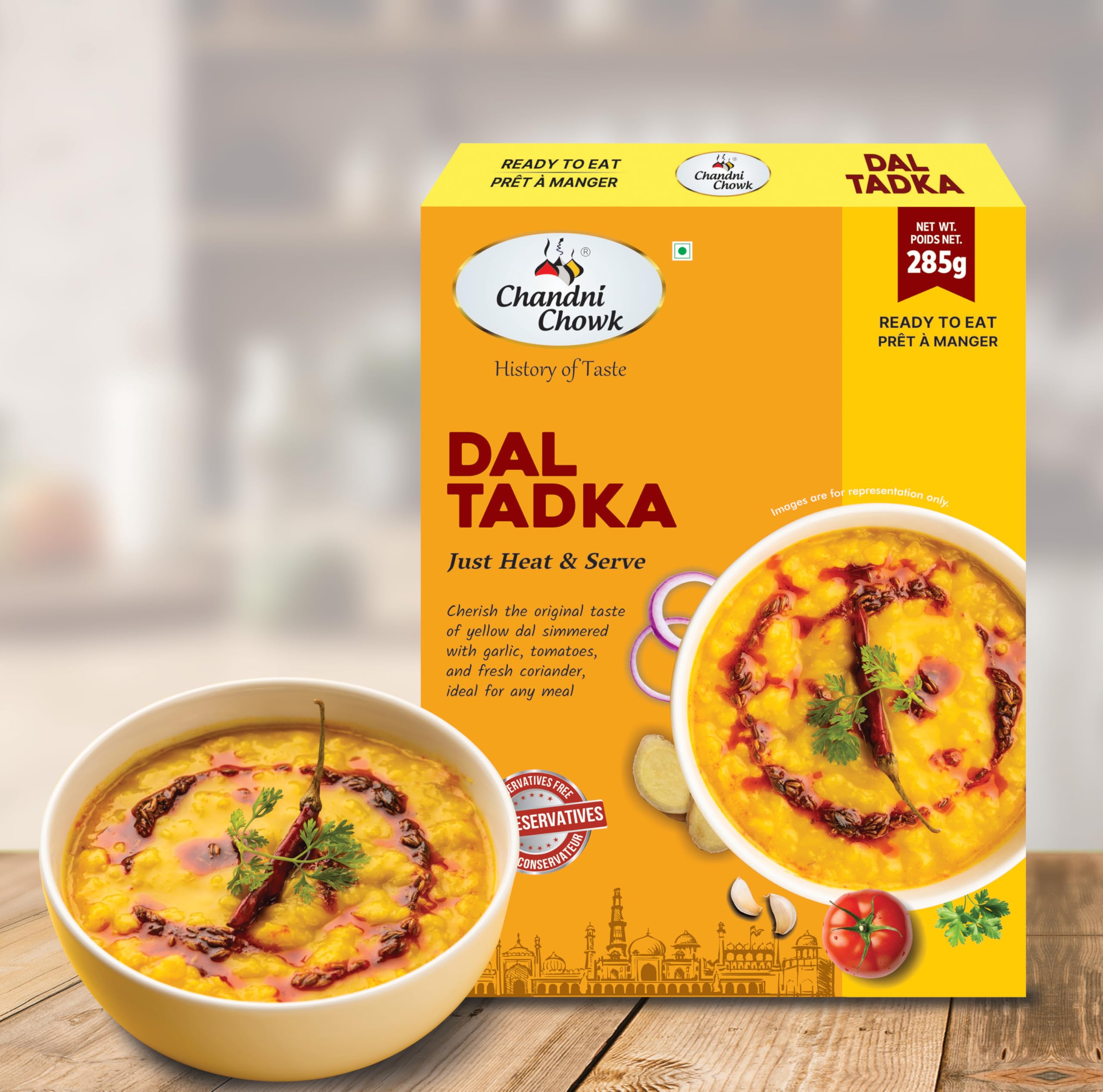 Chandni Chowk Ready to Eat Dal Tadka | Restaurant Style Ready to Cook Dal Tadka | No Preservatives Or Artificial Colors | 285gm Pack of 1