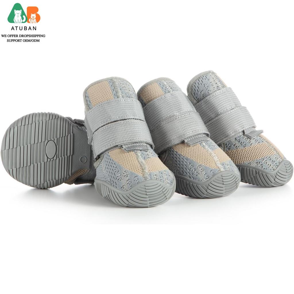 ATUBAN Dog Shoes for Dogs,Hot Pavement Summer Puppy Dog Boots & Paw Protectors with Soft Anti-Slip Rubber Sole, Walking Running