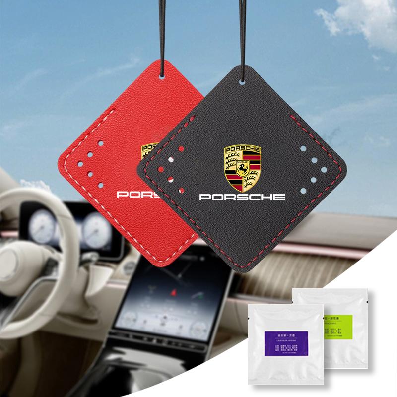 Car Aromatherapy Pendant Air Freshener Suede Decorative Hanging For Porsche Cayenne Panamera Macan 911 718 Taycan Boxster 918 EL7