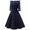 Kadınlar Vintage Salıncak Elbise Çiçek Dantel Korse Kapalı Omuz Bardot Şeffaf 3/4 Kollu Fit ve Flare Kokteyl Akşam Partisi Dışarı Çıkma Giyim Durum Kıyafetleri
