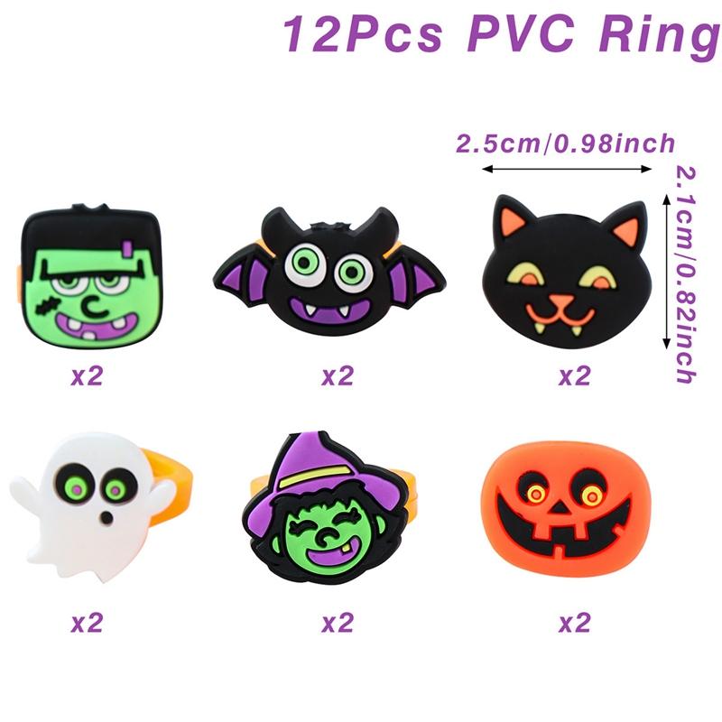 

12 шт., кольцо-паук из ПВХ для детей на Хэллоуин, гадость или жизнь 2024, реалистичные игрушки-пауки из ПВХ, забавные реквизиты для розыгрышей, украшения