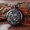 Retro Mechanical Pocket Watch Dragon Play Ball Steampunk Skeleton Hand-wind Flip Clock Fob Watch With Chain Double Hunter Gift