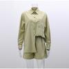 Casual Stripe Women's Suit Laple Single Breasted Pockets Long Sleeve Shirts High Waist Shorts Pants Female Sets Lady Beach Wears
