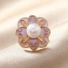 Women Brooch Imitation Pearls Enamel Glaze Flower Shape Shawl Pin Lapel Neckline Clip Anti-Exposure Buckle