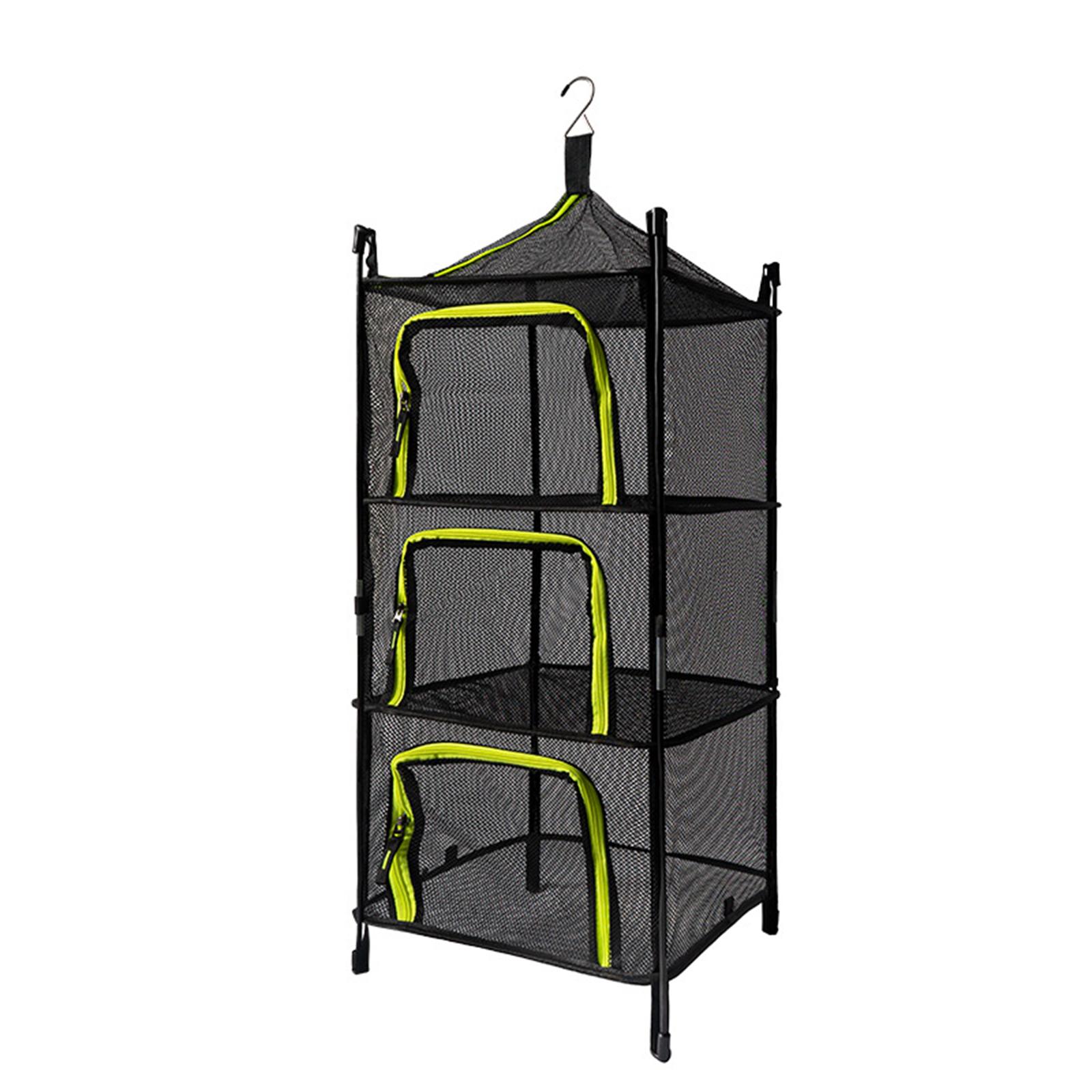 

Кемпинговая сухая сетка, 4-слойная складная сушилка с сумкой для переноски, многофункциональная сетчатая корзина для хранения зелёный