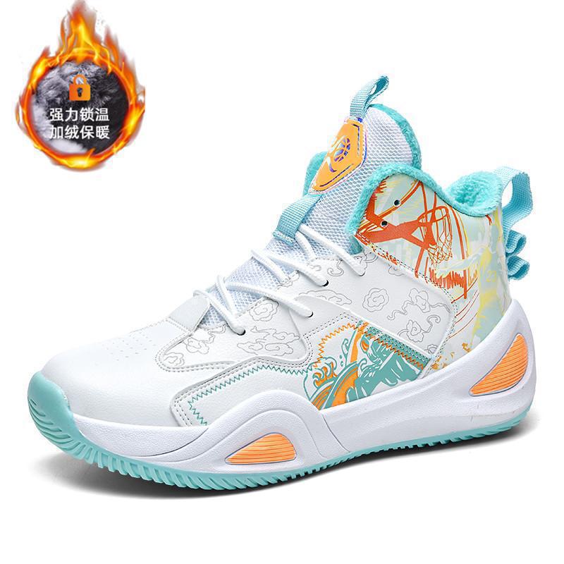 

Winter velvet warm leather basketball shoes men s and women s high-top youth running sports shoes junior high school student training shoes 35