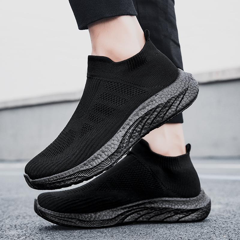 New Casual Sports Shoes, Men's Lightweight Running Shoes, Breathable Soft Bottom Lazy Shoes, Lovers Fly To Weave A Slip-on Shoes