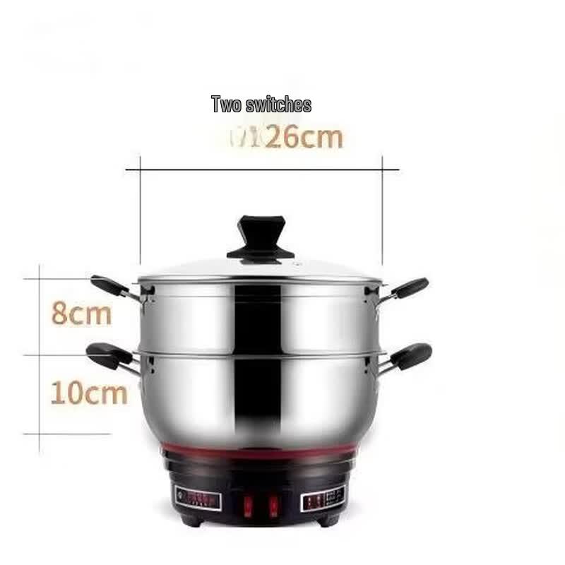 Wutuo 304 Stainless Steel Multi-Function Electric Cooking Pot with Dual Steamer