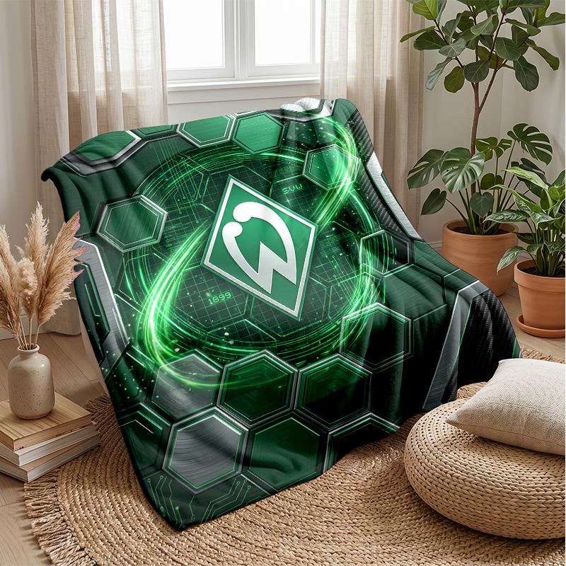 Coperta in Flanella con Stampa Calcio Werder Bremen, Coperta Morbida Calda Leggera per Divano Letto Campeggio